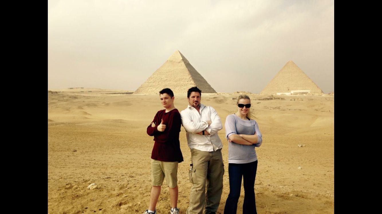 Barry Billcliff family travel photo at the Giza pyramids in Egypt