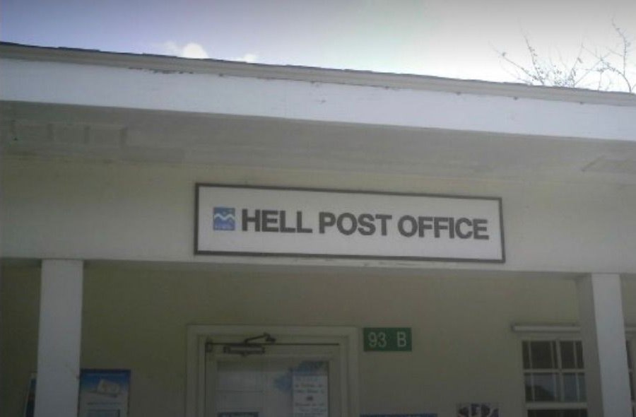 Hell Post Office roadside landmark from Barry Billcliff's travel archive