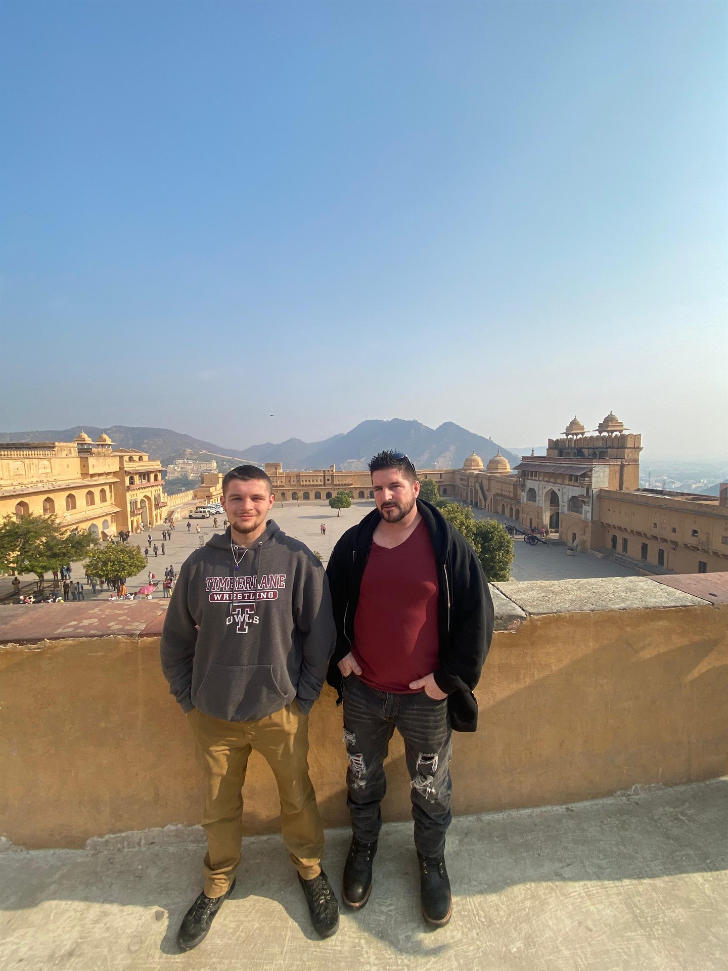 Barry Billcliff family travel photo from a historic fort overlook in Jaipur, India